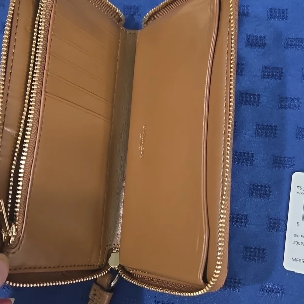 Coach Tan/Brown Signature Zip Wallet Wristlet